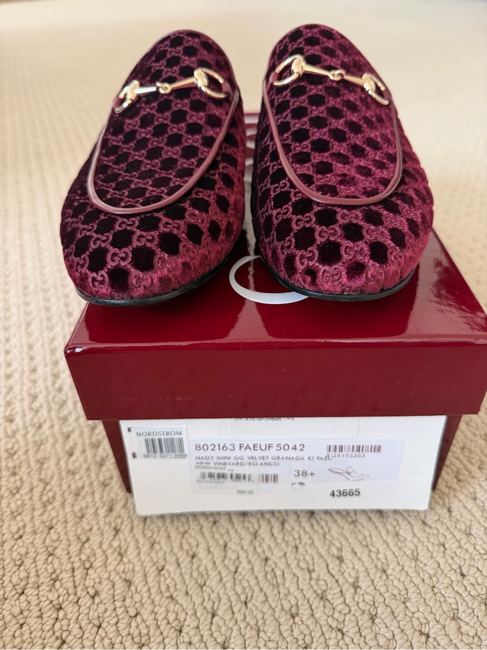 Gucci Burgundy Velvet Shoe Box